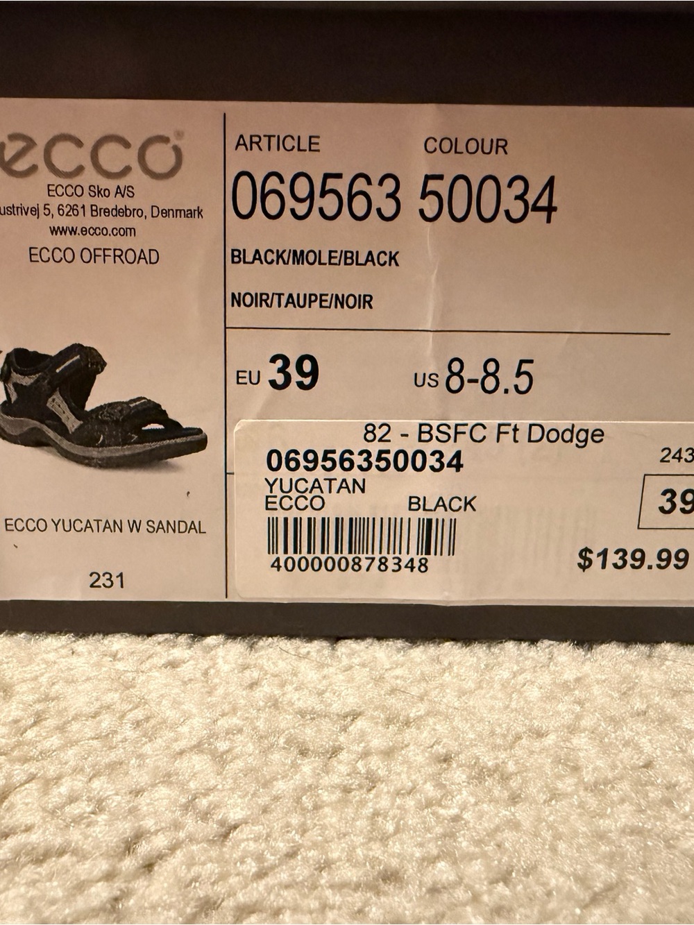 Ecco Black/Mole Yucatan woman’s  Sandal